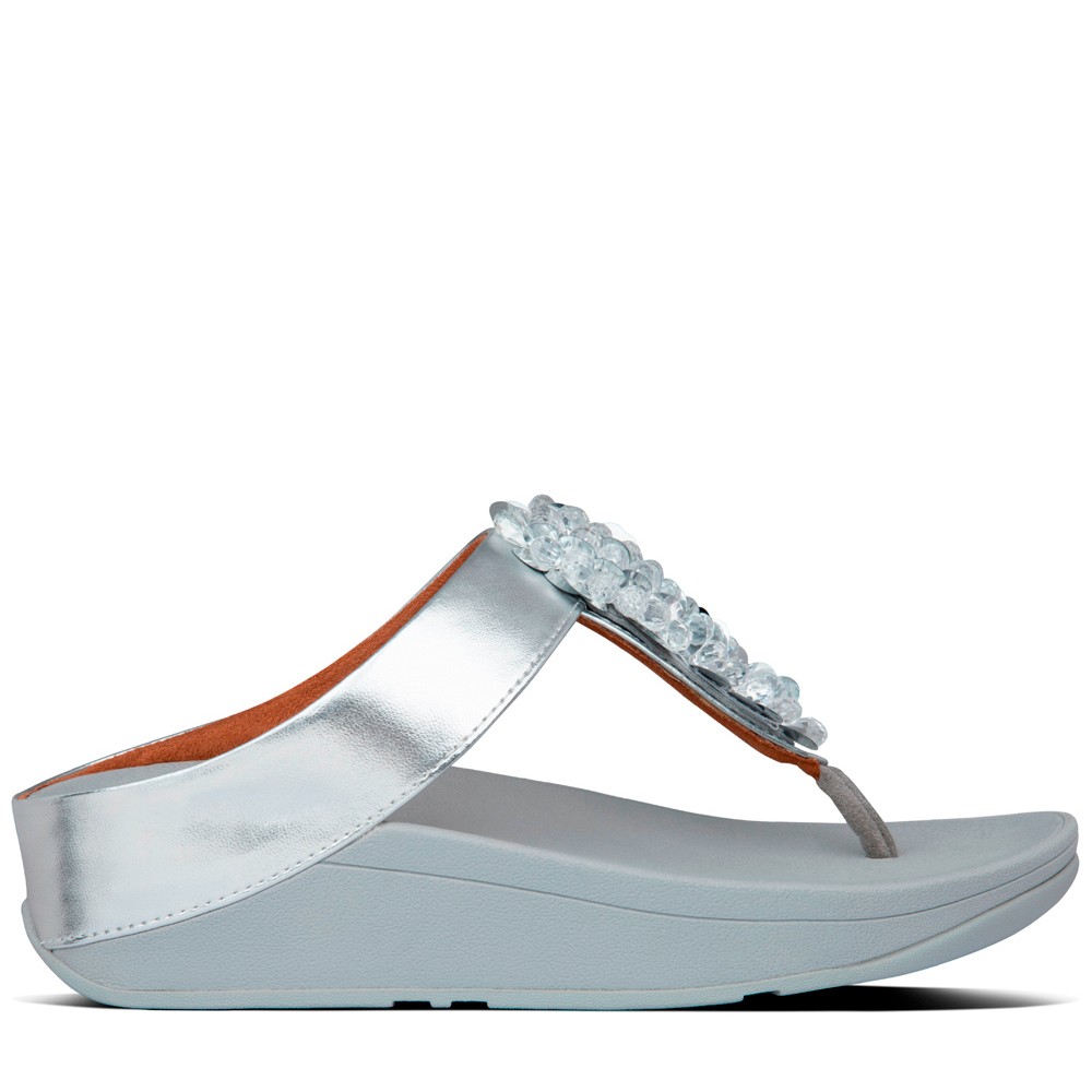 FITFLOP FINO SEQUIN TOE-THONGS SAND. BC4 SILVER.