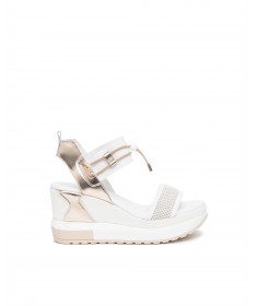 SANDALIA NERO GIARDINI E219045D-707 BIANCO PLATINO