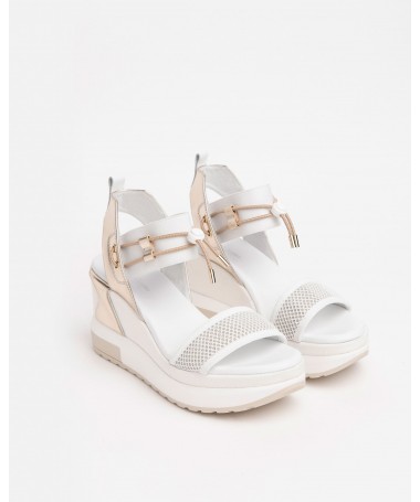 SANDALIA NERO GIARDINI E219045D-707 BIANCO PLATINO