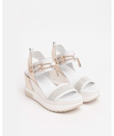 SANDALIA NERO GIARDINI E219045D-707 BIANCO PLATINO