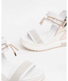 SANDALIA NERO GIARDINI E219045D-707 BIANCO PLATINO