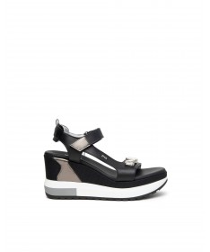 SANDALIA NERO GIARDINI E410685D-100 PELLE NERO.