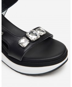 SANDALIA NERO GIARDINI E410685D-100 PELLE NERO.