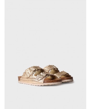 TONI PONS GUAM ZUECO PIEL TRENZADA PLATINO.