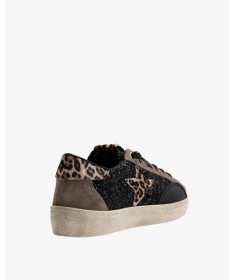 CETTI  ZAPATILLA C1342 ANTE GLITTER NEGRO.