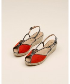 GAIMO SANDALIA MODELO CALIMA ANTE ROJO.