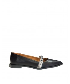 NEMONIC 2424 BAILARINA PIEL NEGRA PUNTA FINA.