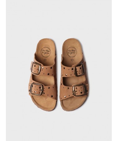 TONI PONS GRETEL ZUECO PIEL CAMEL.