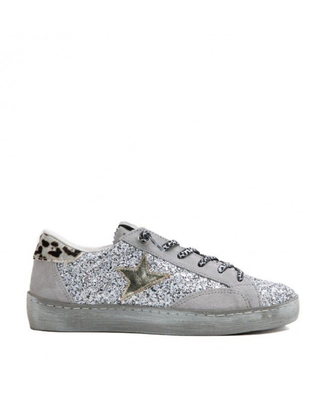 CETTI  ZAPATILLA C1342 GLITTER PLATA.