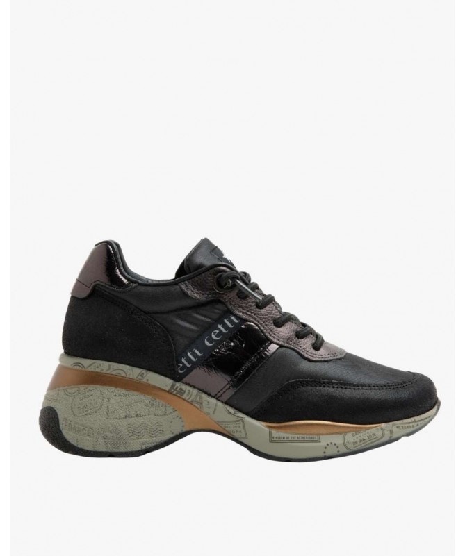 CETTI  ZAPATILLA MUJER C1149 ANTE MESH NEGRO.